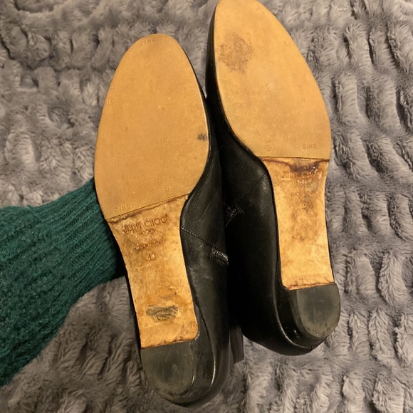 Jimmy Choo, black leather flat boots, thin/ narrow calf, Size 40 / 9.5US - Picture 11 of 15